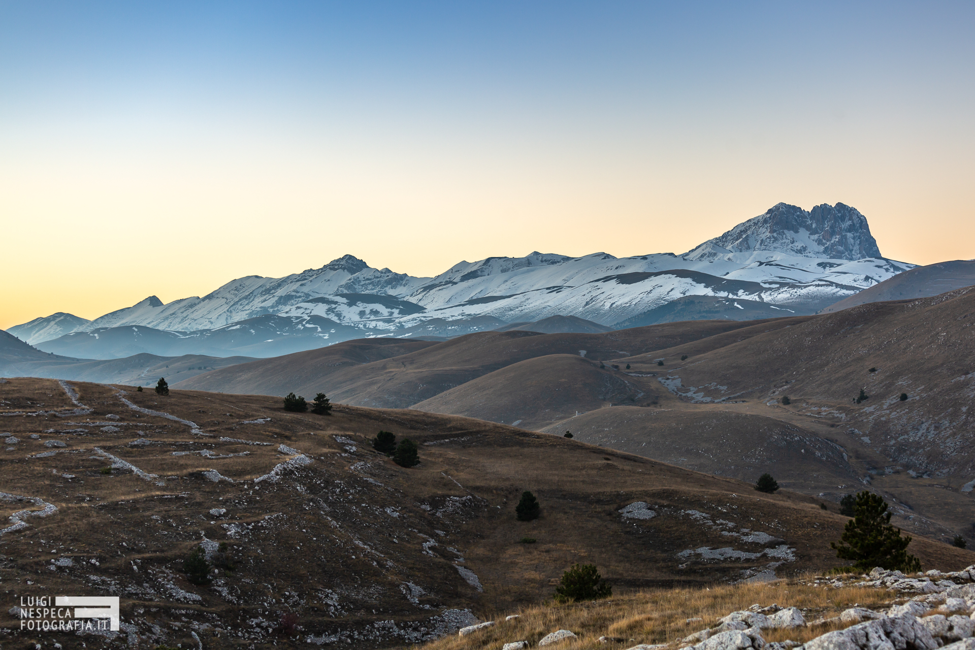 Corno Grande e le prime nevi al tramonto - Parco nazionale del Gran Sasso